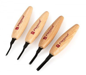 An image of a four-piece Flexcut U gouge micro tool set sold by Ramelson.