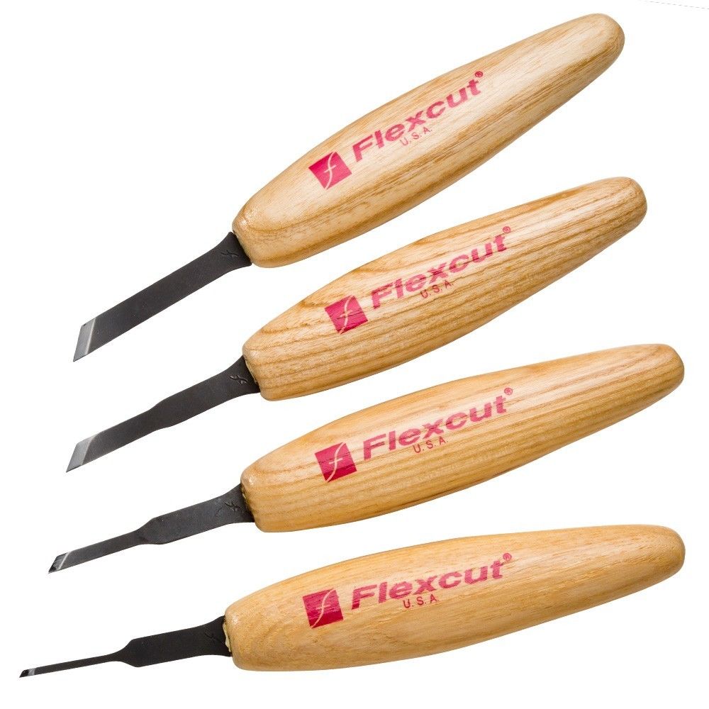 An image of a four-piece Flexcut micro chisel set sold by Ramelson.