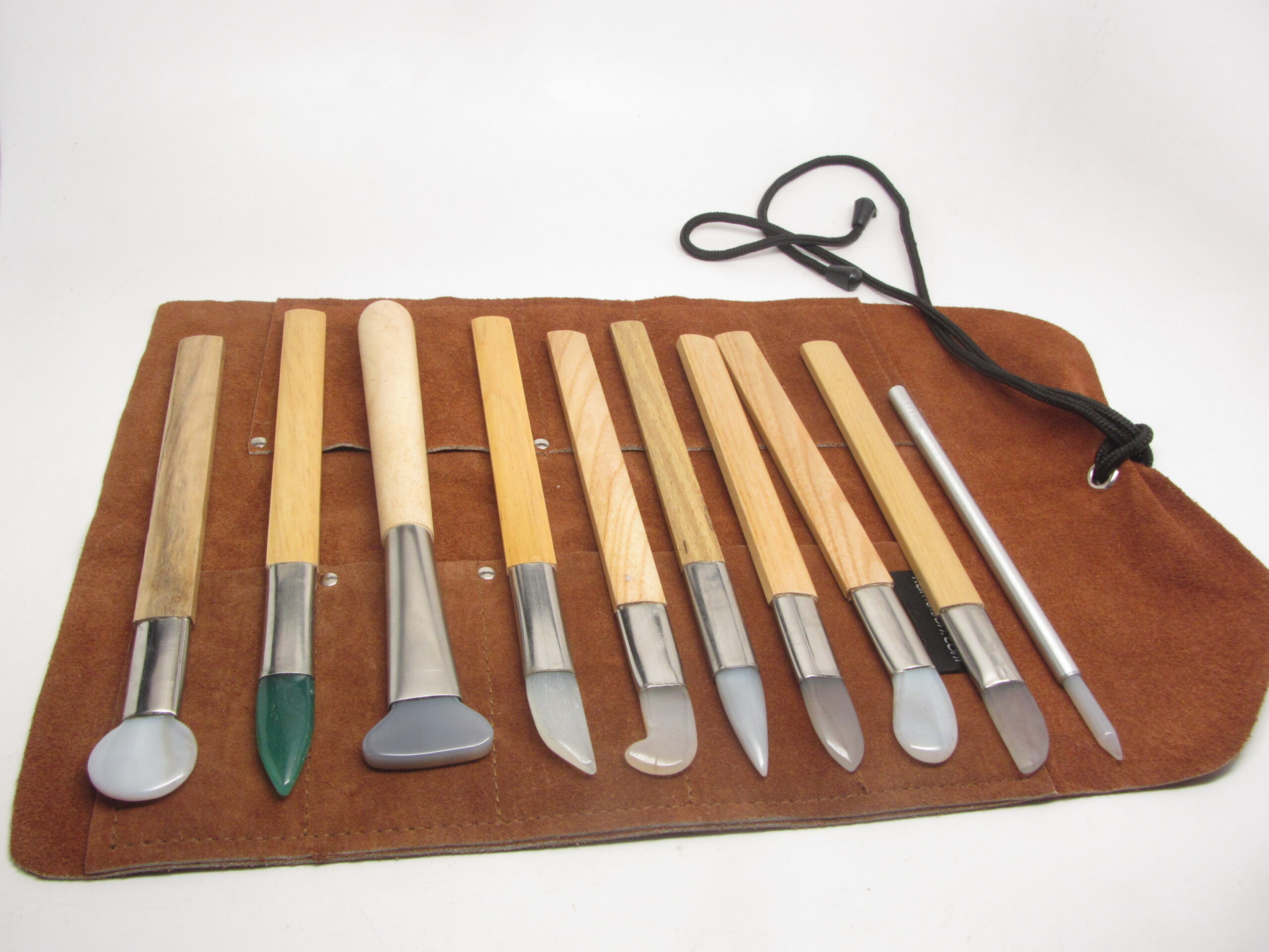 Agate Burnishers - 10 pc Set - with Leather Tool Roll - UJ Ramelson Co